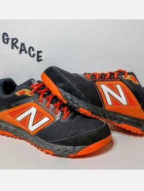 New Balance Black and Orange Athletic Sneakers with White Logo